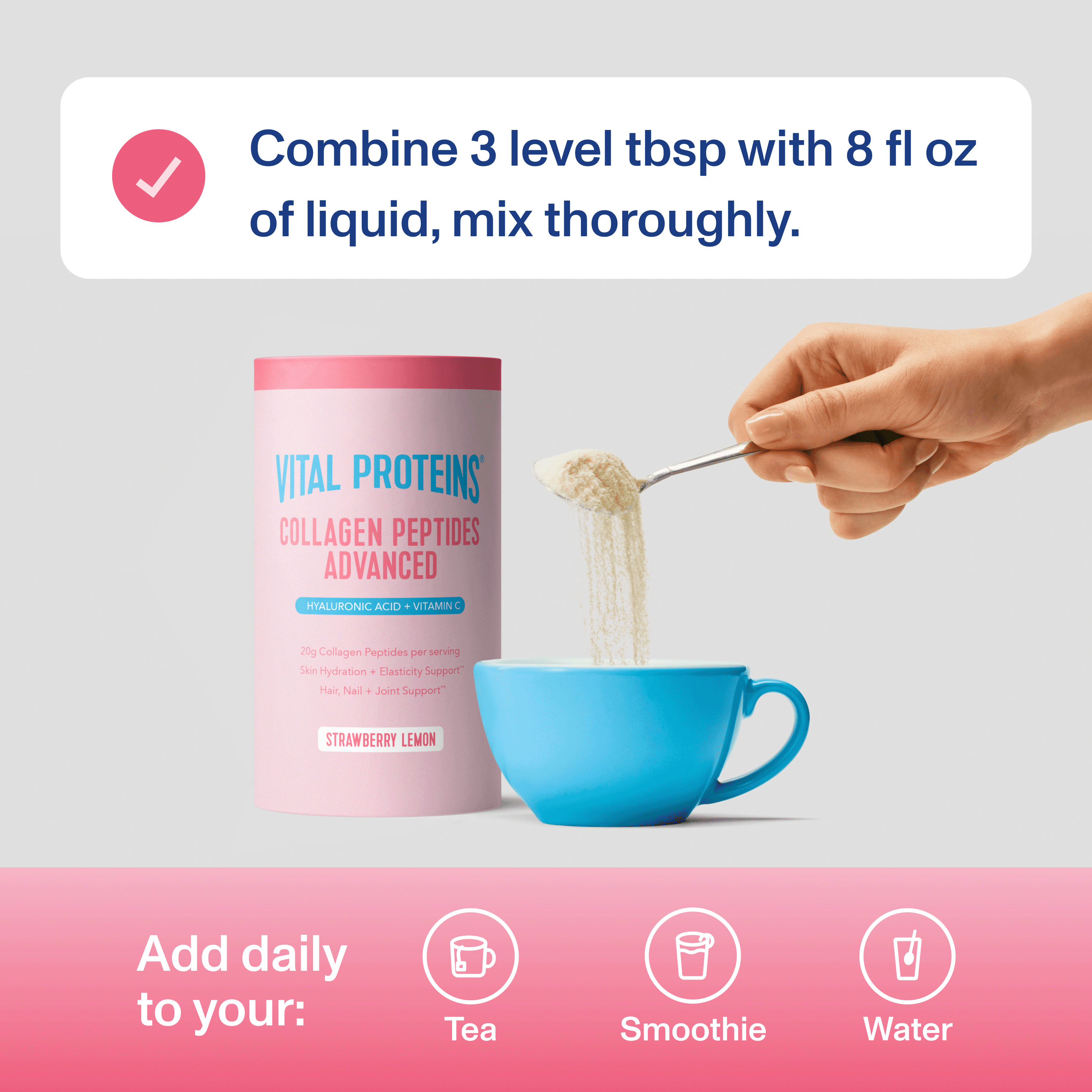 Strawberry Lemon Collagen Peptides Advanced - with Hyaluronic Acid & Vitamin C